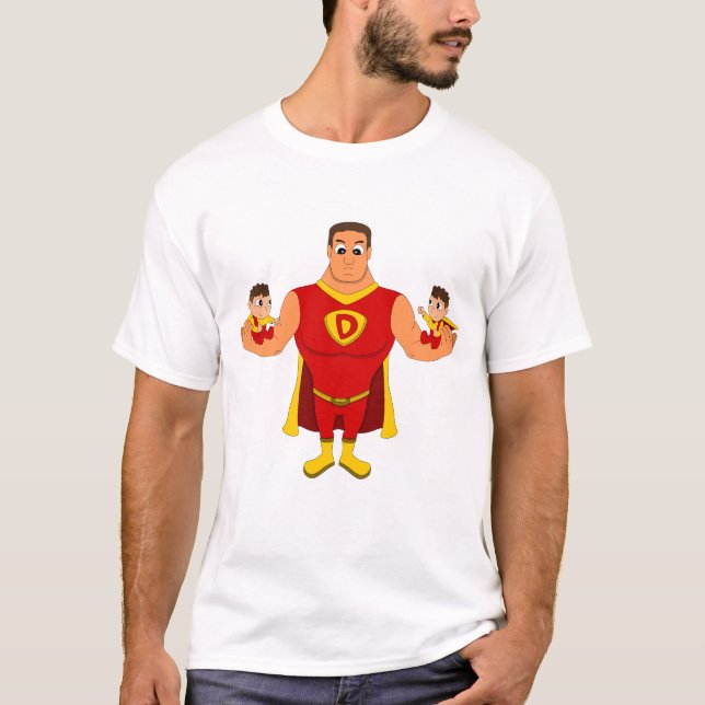 Superdad with twins - cartoon T-Shirt (Front)