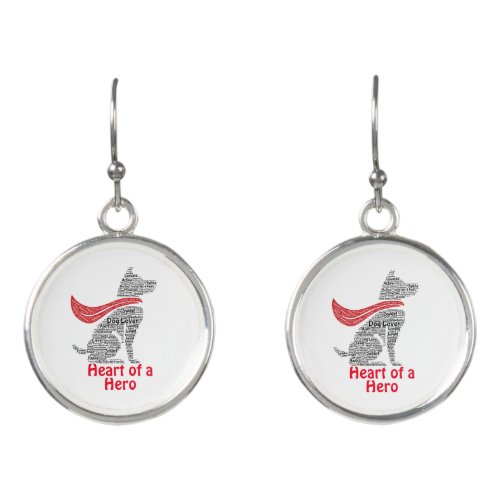 Superdog Dog Owner Rescue Heart of a Hero Earrings