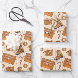 Superfloral Retro Christmas Joy Wrapping Paper Sheets