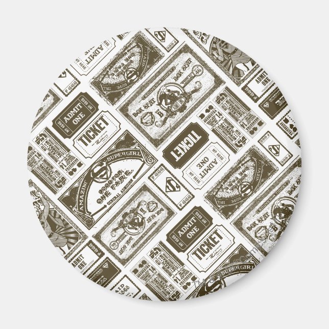 Supergirl Admit One Pattern Brown Magnet (Front)