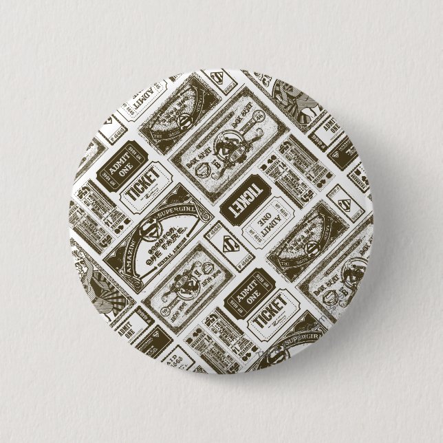 Supergirl Admit One Pattern Brown Pinback Button (Front)