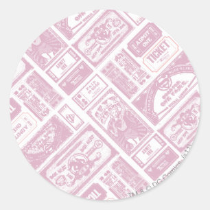 Supergirl Admit One Pattern Pink Classic Round Sticker