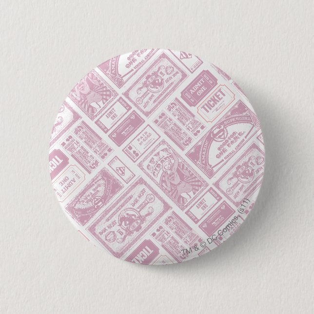 Supergirl Admit One Pattern Pink Pinback Button (Front)