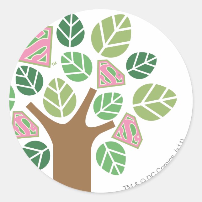 Supergirl All Natural Tree Classic Round Sticker (Front)