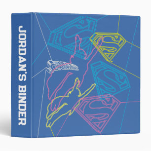 Supergirl and Logo Colored Outlines 3 Ring Binder