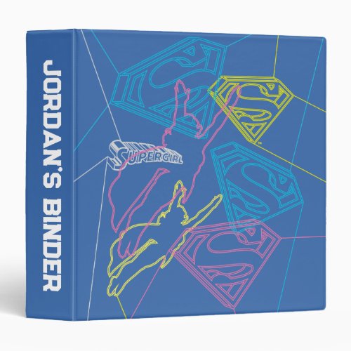 Supergirl and Logo Colored Outlines 3 Ring Binder