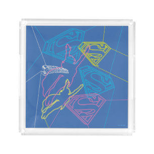 Supergirl and Logo Colored Outlines Acrylic Tray
