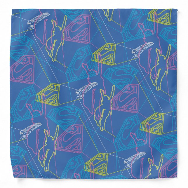 Supergirl and Logo Colored Outlines Bandana (Front)