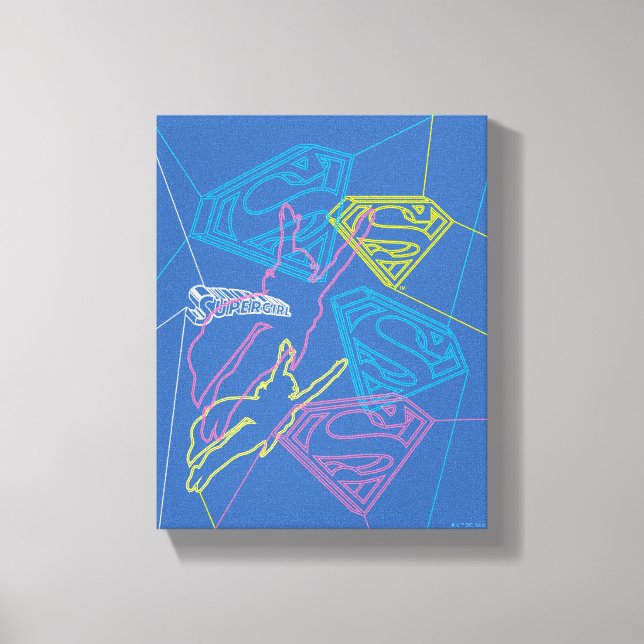 Supergirl and Logo Colored Outlines Canvas Print (Front)