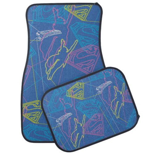 Supergirl and Logo Colored Outlines Car Floor Mat