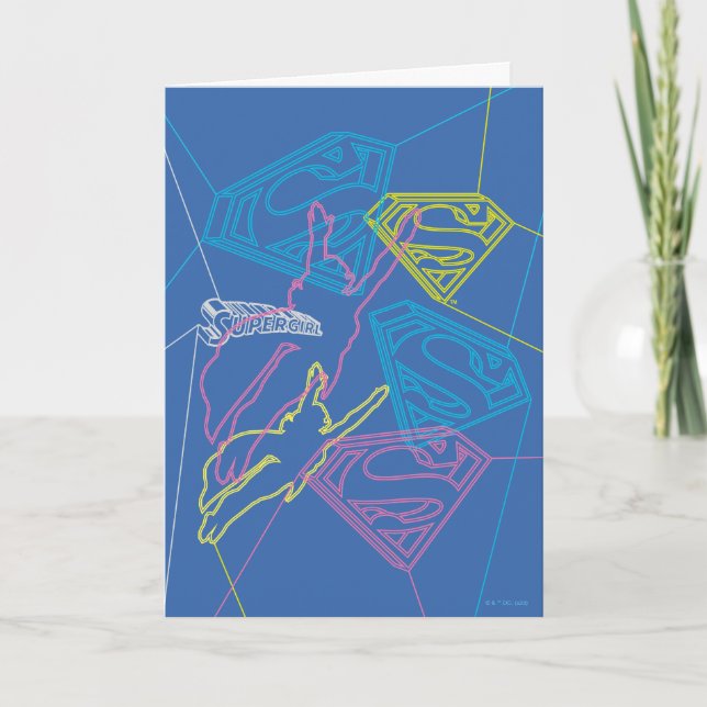 Supergirl and Logo Colored Outlines Card (Front)