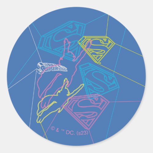 Supergirl and Logo Colored Outlines Classic Round Sticker