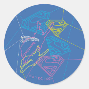 Supergirl and Logo Colored Outlines Classic Round Sticker
