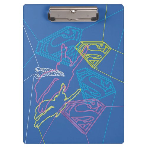 Supergirl and Logo Colored Outlines Clipboard