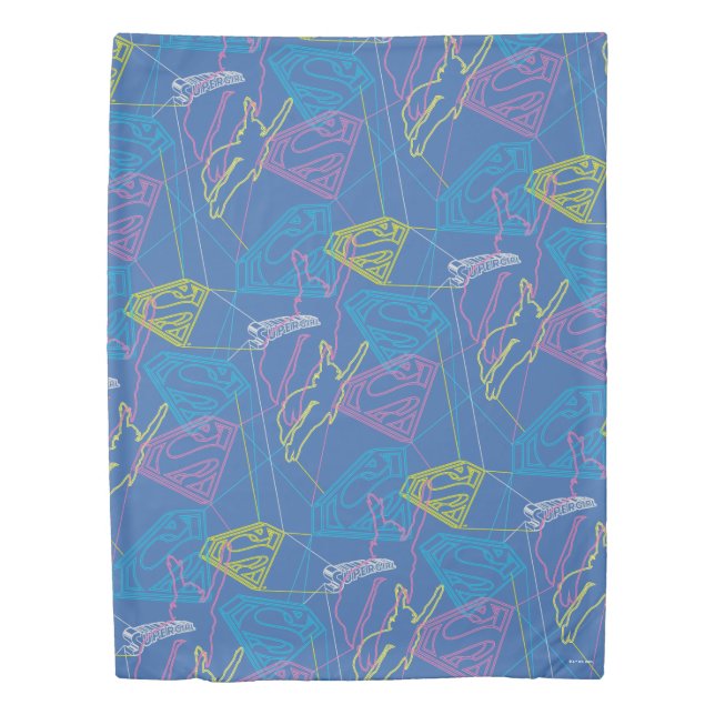 Supergirl and Logo Colored Outlines Duvet Cover (Front)