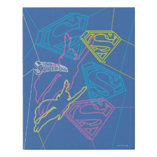 Supergirl and Logo Colored Outlines Faux Canvas Print