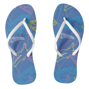 Supergirl and Logo Colored Outlines Flip Flops