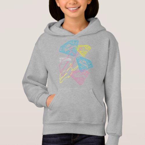 Supergirl and Logo Colored Outlines Hoodie