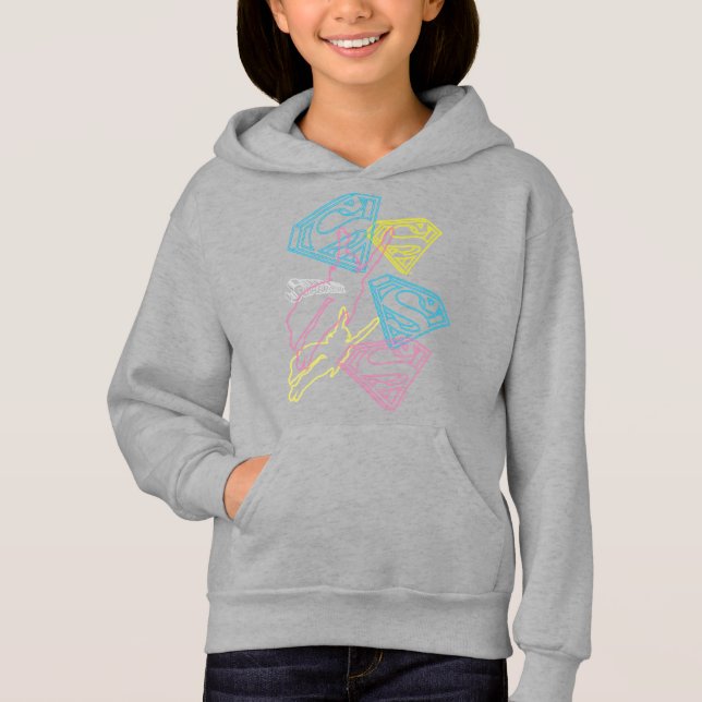 Supergirl and Logo Colored Outlines Hoodie (Front)