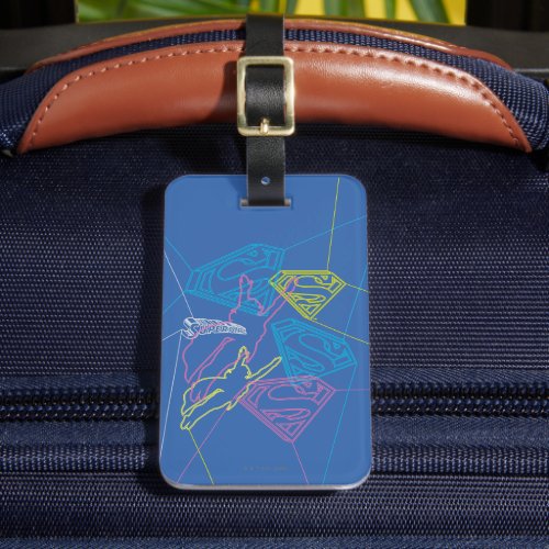 Supergirl and Logo Colored Outlines Luggage Tag
