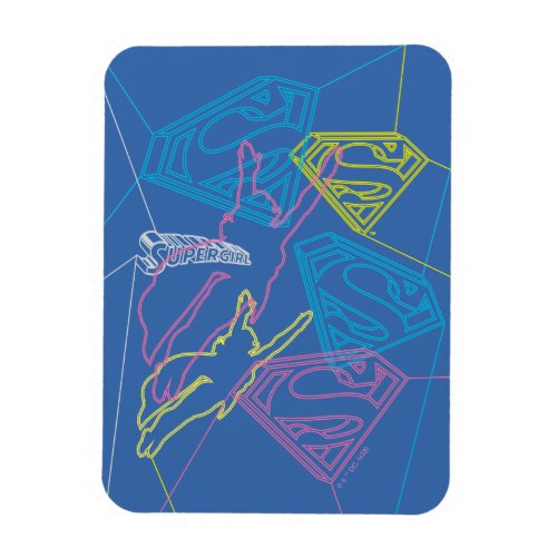 Supergirl and Logo Colored Outlines Magnet