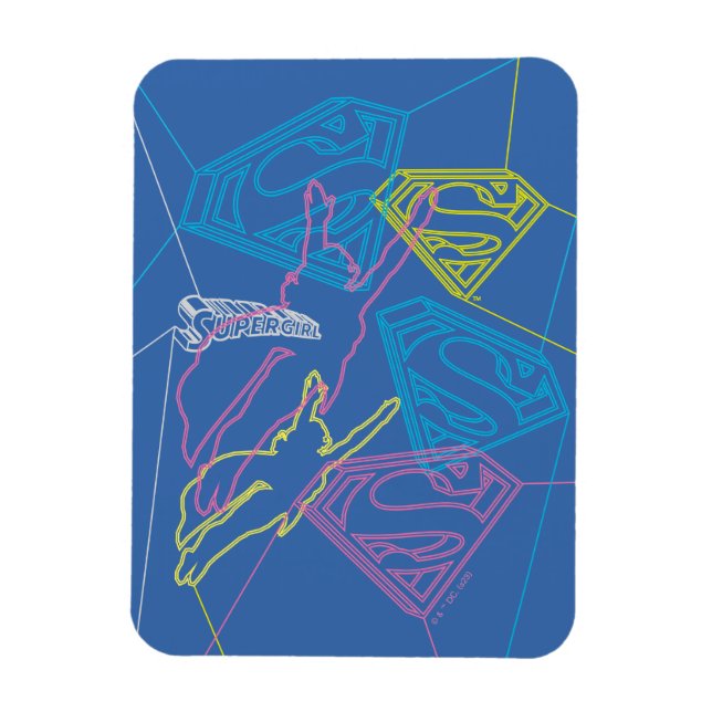 Supergirl and Logo Colored Outlines Magnet (Vertical)