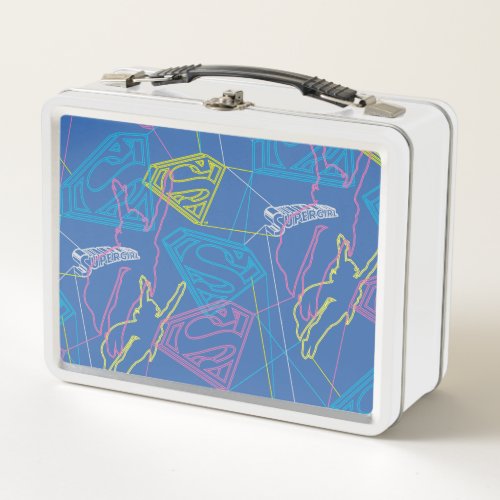 Supergirl and Logo Colored Outlines Metal Lunch Box