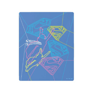 Supergirl and Logo Colored Outlines Metal Print