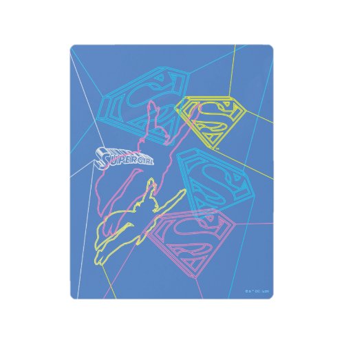 Supergirl and Logo Colored Outlines Metal Print