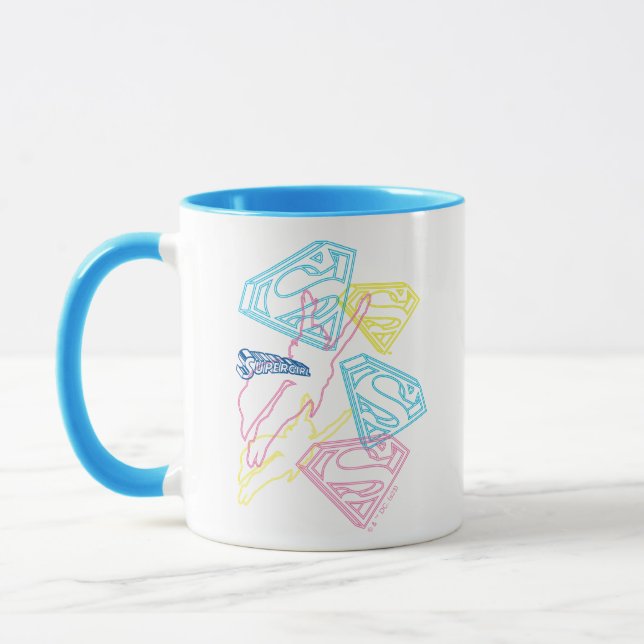 Supergirl and Logo Colored Outlines Mug (Left)