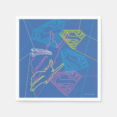 Supergirl and Logo Colored Outlines Napkins