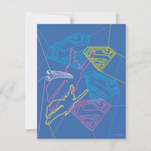 Supergirl and Logo Colored Outlines Note Card