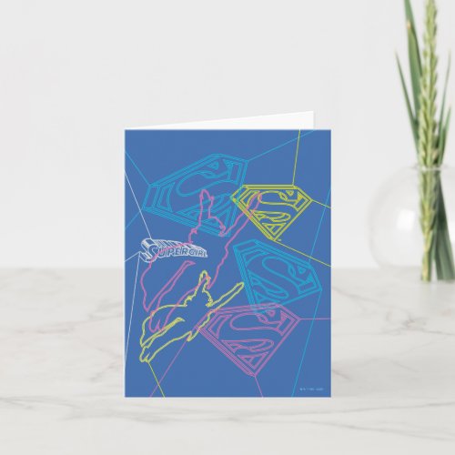 Supergirl and Logo Colored Outlines Note Card