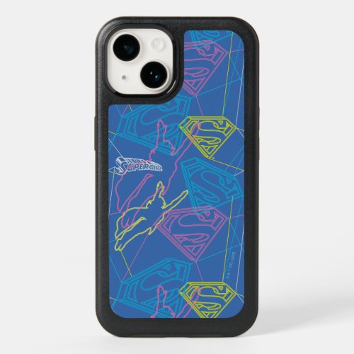 Supergirl and Logo Colored Outlines OtterBox iPhone 14 Case