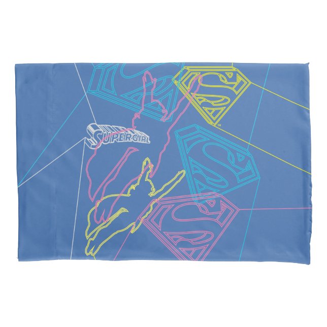 Supergirl and Logo Colored Outlines Pillow Case (Front)