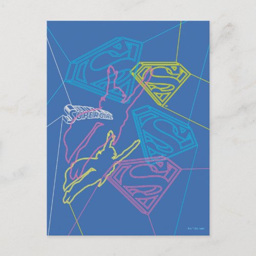 Supergirl and Logo Colored Outlines Postcard