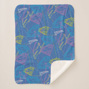 Supergirl and Logo Colored Outlines Sherpa Blanket