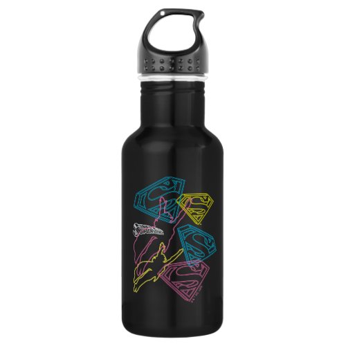 Supergirl and Logo Colored Outlines Stainless Steel Water Bottle