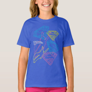Supergirl and Logo Colored Outlines T-Shirt