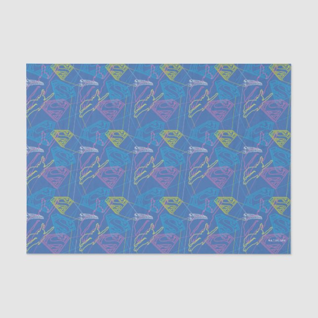 Supergirl and Logo Colored Outlines Tissue Paper (Front)