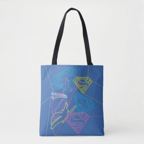 Supergirl and Logo Colored Outlines Tote Bag