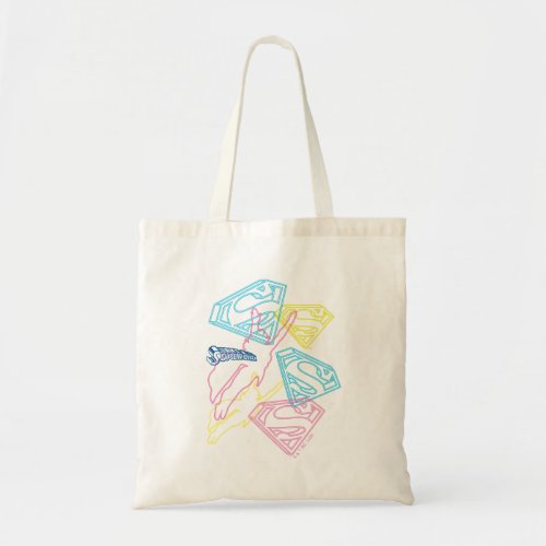 Supergirl and Logo Colored Outlines Tote Bag