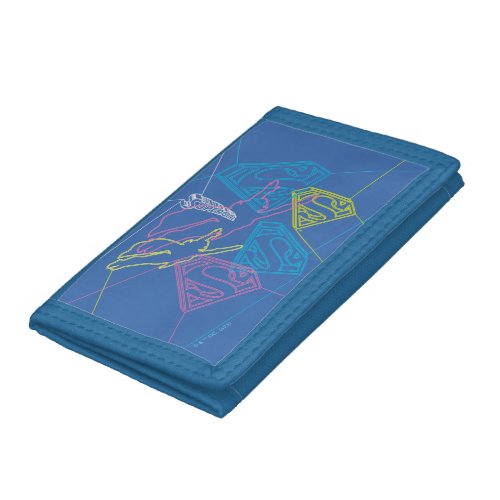 Supergirl and Logo Colored Outlines Trifold Wallet