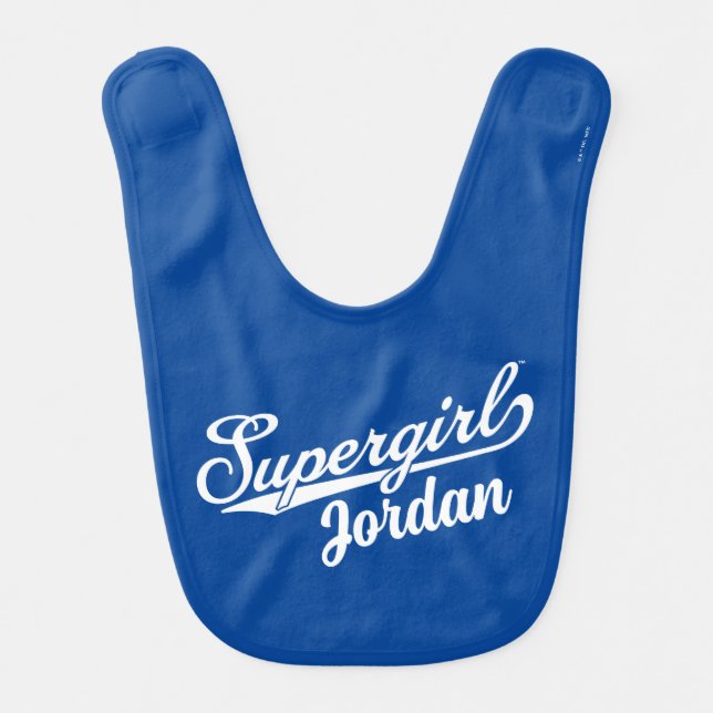 Supergirl Baseball All-Star Name Logo Baby Bib (Front)