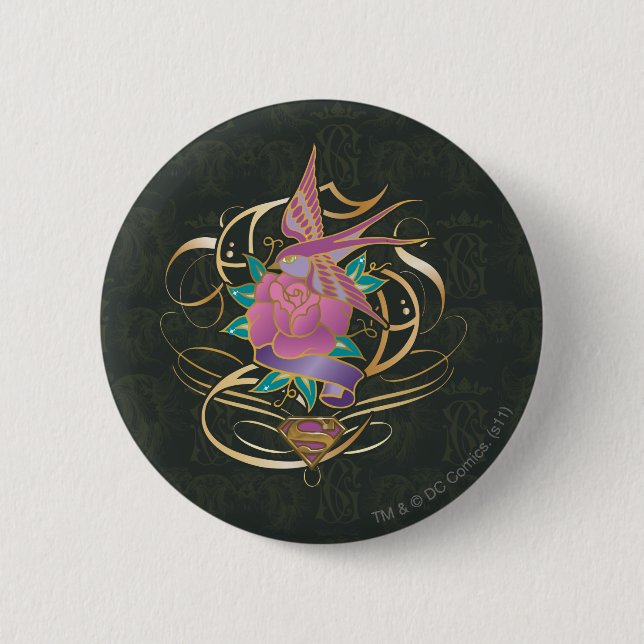 Supergirl Bird and Flower Button (Front)