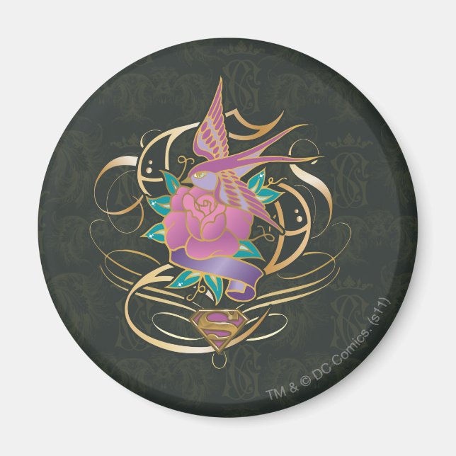 Supergirl Bird and Flower Magnet (Front)
