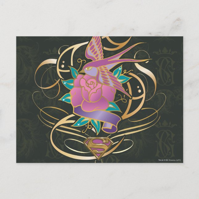 Supergirl Bird and Flower Postcard (Front)