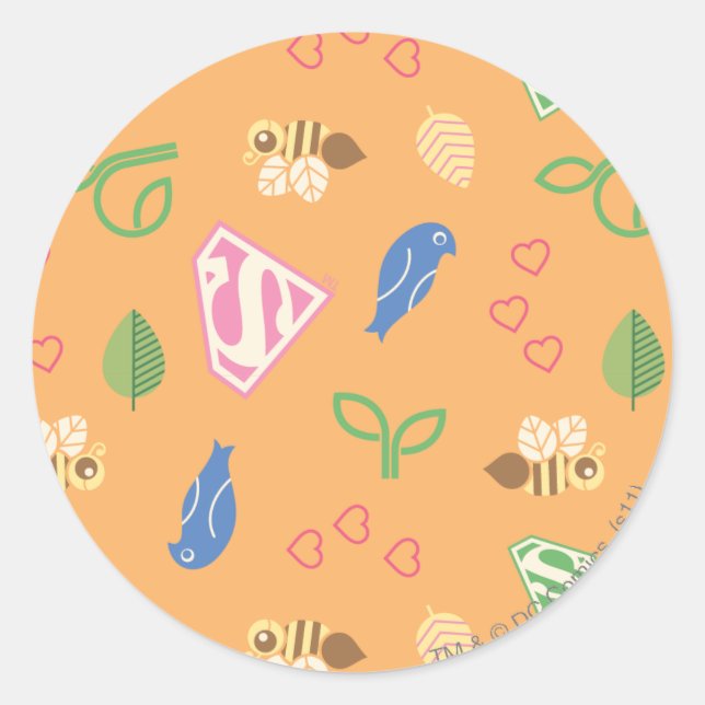 Supergirl Birds & the Bees Orange Classic Round Sticker (Front)