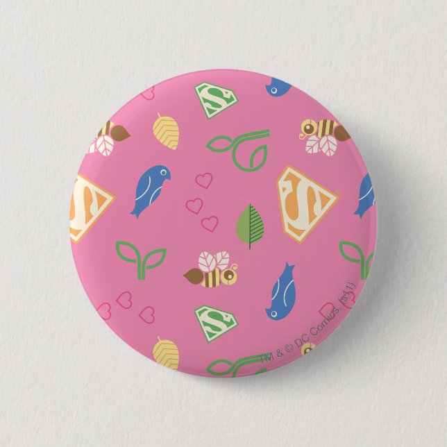 Supergirl Birds & the Bees Pink Button (Front)