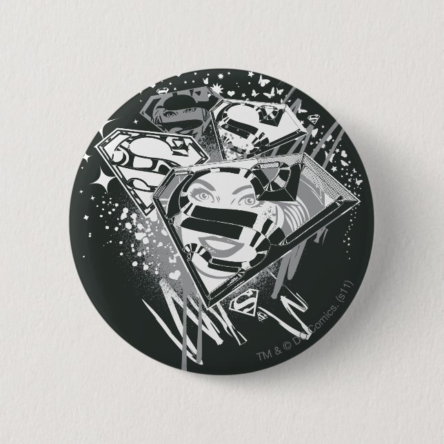 Supergirl Black and White Button (Front)